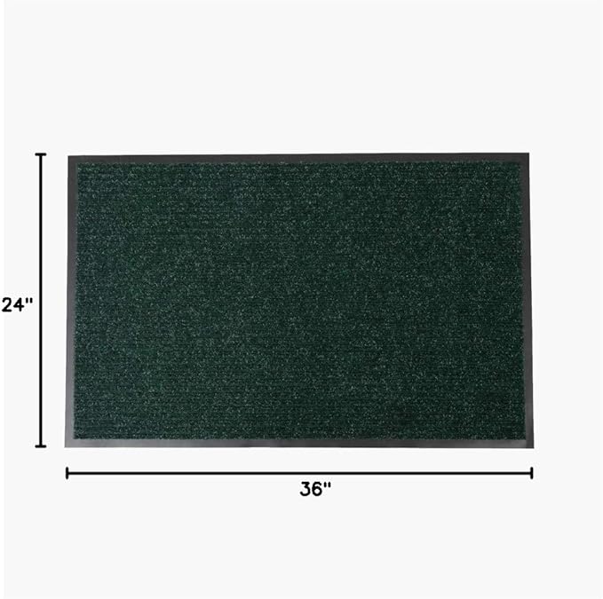 Notrax 109 Brush Step Carpeted Indoor/Outdoor Entrance Mat for Home or Office, 2' X 3', Absorbent Slip Resistant Heavy Duty Entry Mat, Hunter Green, 109S0023GN