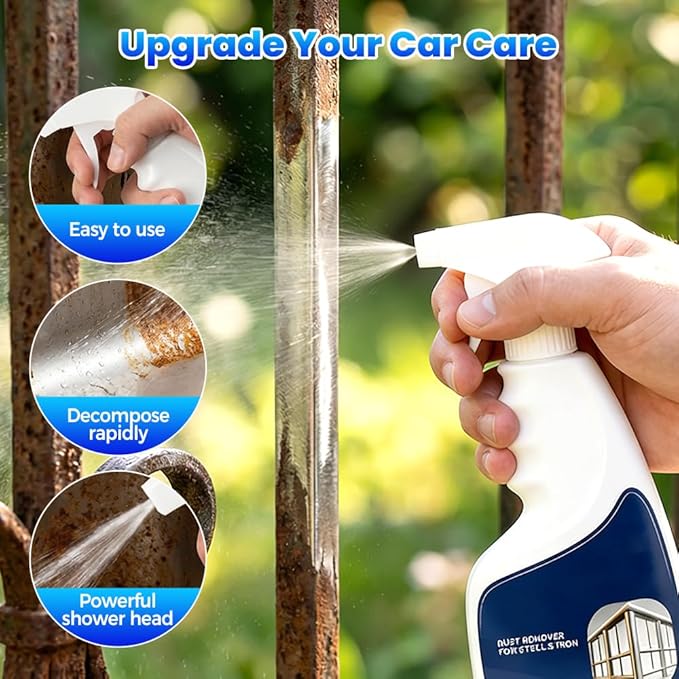Rust Remover Spray for Metal, Powerful Rust Remover Heavy Duty Metal Cleaner, Multipurpose Rust Stain Remover for Metal, Stainless Steel, Automotive Parts, Fast Acting (2PCS)