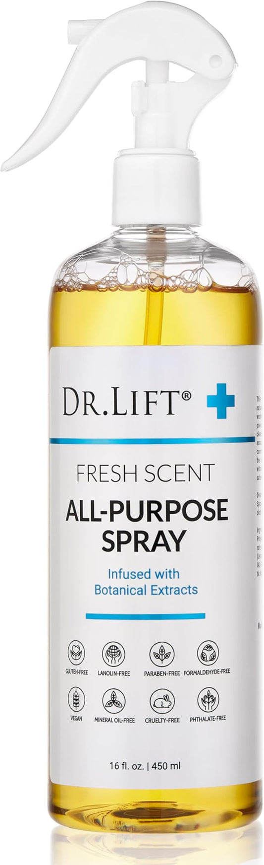 DR. LIFT All Purpose Spray Cleaner, Multi Surface Cleaning Spray with Essential Oils for Kitchen and Bathroom, Natural Household Cleaner for Everyday Use, Eco Friendly, Fresh Scent, 16 Fl Oz