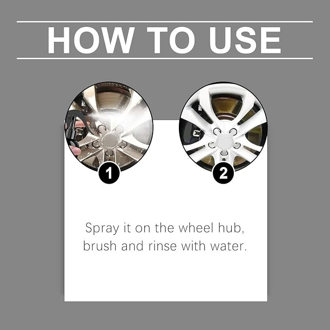 Wheel Rust Remover Spray, 4 Fl Oz Rim Cleaner for Rust Stains, Brake Dust and Road Grime, Automotive Metal Surface Cleaner for Wheels, Hubs and Exterior Car Parts