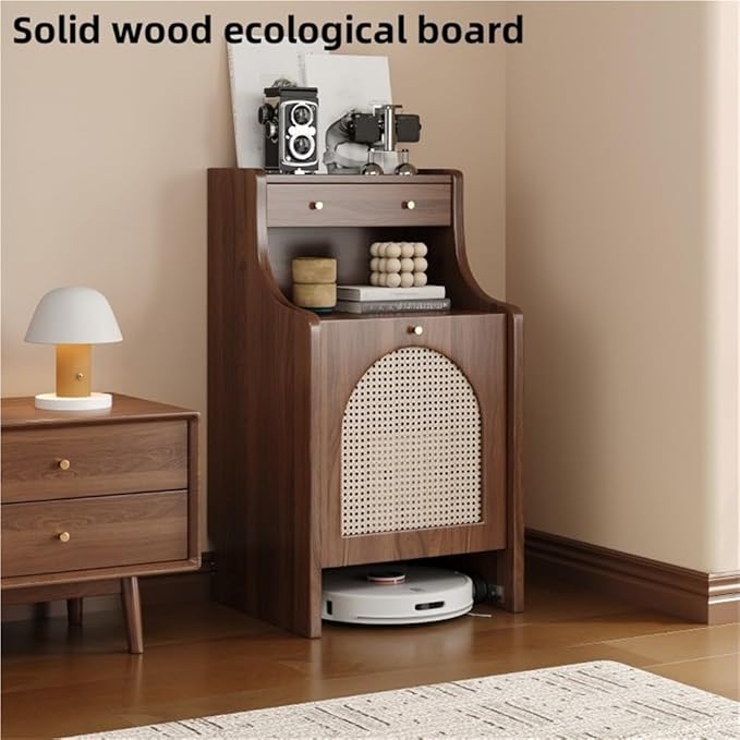 Sweeper Robot Vacuum Cleaner Storage Cabinet, Hidden Entryway or Living Room Cabinet with Doors, Sofa Sideboard Adaptable for Living Room, Entryway or Balcony(White,45cm/17.7in)
