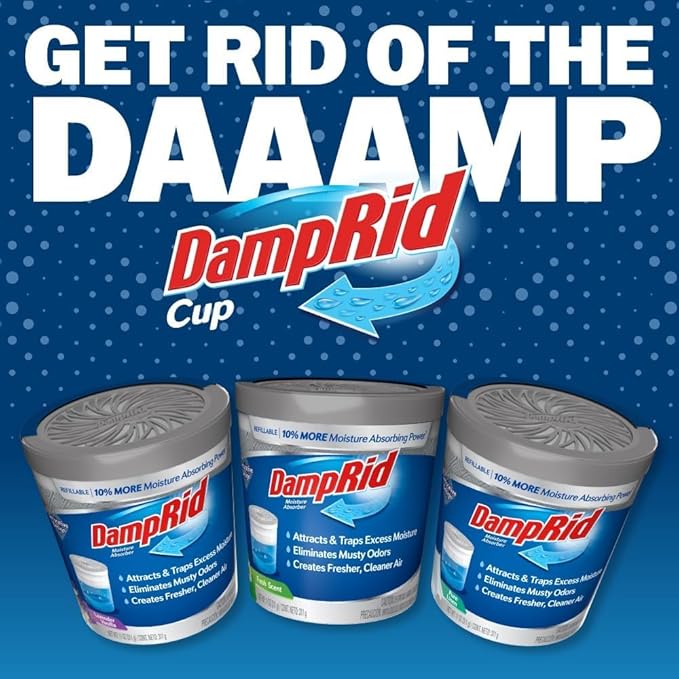 DampRid Hi-Capacity Moisture Absorber Damp Rid Bucket - 3 Pack (2 lb. each) Fragrance Free, Fresh Scent, Lavender Vanilla - Attracts & Traps Excess Moisture. Packed By ILIOS