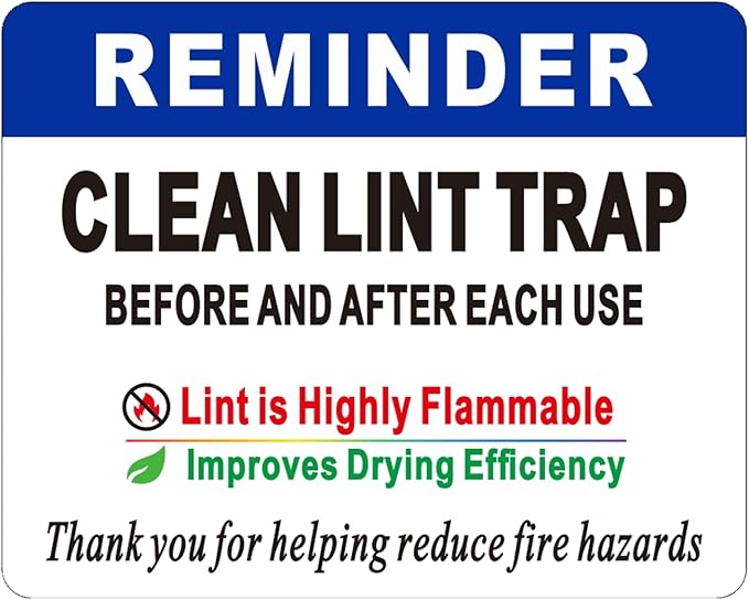 Please Clean Lint Trap Magnet Sticker, Clean Lint Bin Reminder Sign for Dryer, 4x5 Inch Magnetic Lint Bin Sign for Hosts, Rentals, Hotels, Apartments, Laundry Room and Home Use