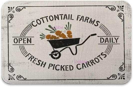 Easter Mat Cotton Tail Farms Fresh Picked Carrots Rustic Spring Decor Non Slip Welcome Bedroom Entrance Bathroom Home Decor Soft Low Profile 16x24 Inch