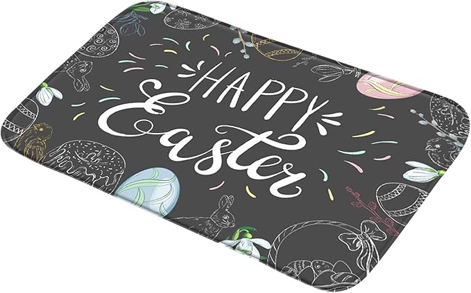 Easter Decorations Easter Front Doormat Non Slip Easter Egg Rug Summer Outdoor Mat 18x30 inch
