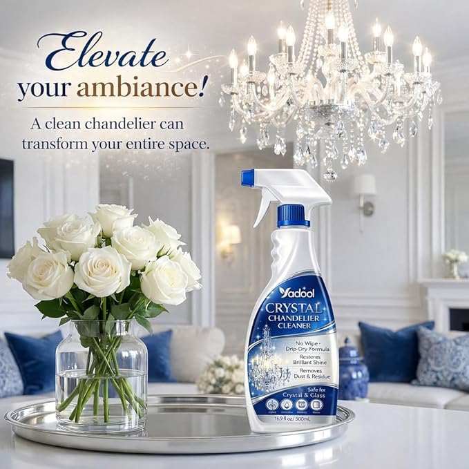 Chandelier Cleaner Spray for Entryway Chandeliers, Drip Dry No Wipe Formula, Removes Dust Build-Up, Restores Shine
