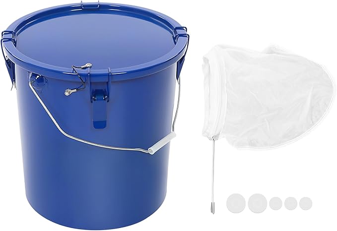 Grease Bucket 6 Gal, Fryer Oil Storage Container with Lid & Filter Bag, Portable Used Cooking Oil Disposal Can with Handle, Carbon Steel Grease Trap for Restaurant Kitchen Food Truck