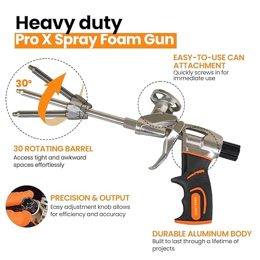 BEEST FullStop Spray Foam Insulation Kit for Walls and Attic - 720 Board ft/sq.ft Perfect Heat & Acoustic Insulation for Reduced Energy Bills - 36x Spray Foam Can, 3X Cleaner, 1 Pro Gun & Safety Gear