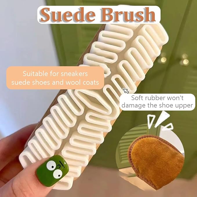 Suede Brush & Rubber Shoe Brush, 2-in-1 Professional Dry Cleaner Tool for Shoes & Boots, Shoe Cleaning Brush for Reduce Scuffs and Restores Nap