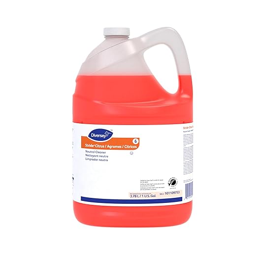 Diversey 101109753 Stride Citrus Neutral Cleaner, Commercial Floor Cleaner, Citrus Scent, Concentrate, 1-Gallon