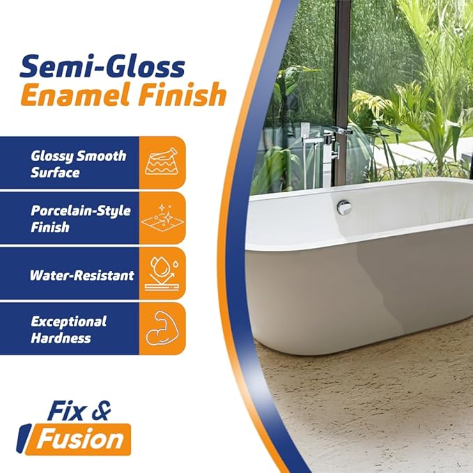Fix & Fusion Bathtub & Tile Spray Paint, Multi-Surface Coating for Bathroom & Kitchen, High Adhesion, Water-Resistant, for Porcelain, Ceramic, Fiberglass, Countertops & More, White 13.5 oz (Pack of 6)