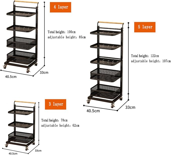 3 Tier Extendable Microwave Rack Stand Shelves for Kitchen Cupboards with Wheels Black Space Saving Kitchen Storage Solution.