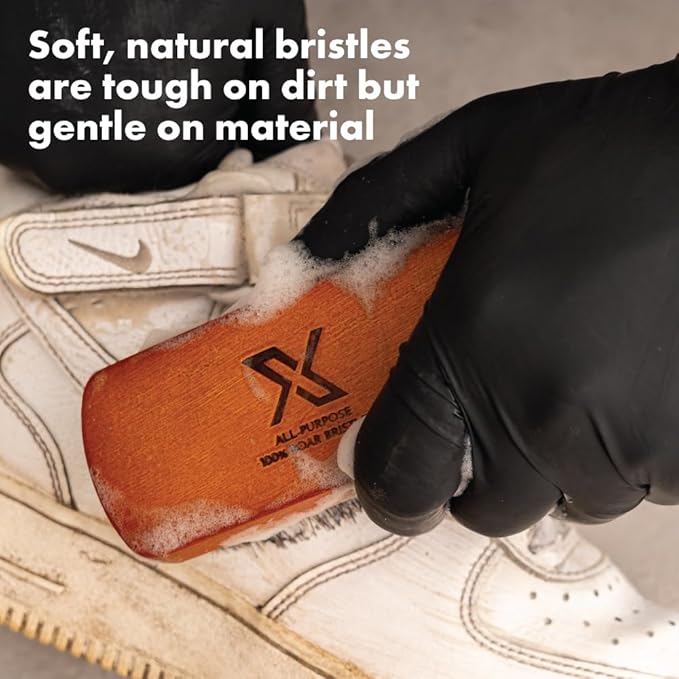 X All-Purpose Sneaker Cleaning Brush, 100% Soft Boar Bristles Shoe Brush, Easily Remove Dirt & Stains, Works on Delicate Shoe Materials