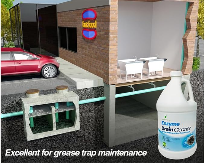 Natural Elements Enzyme Drain Cleaner; Digests Grease, Fats, and Paper Buildup in Drains, Septic Tanks, Grease Traps, Pipe; 4 Gallon Pack