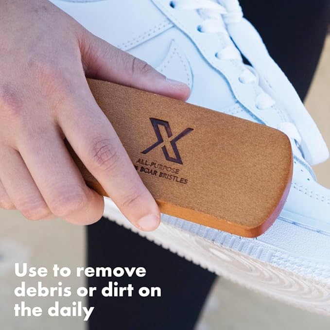 X All-Purpose Sneaker Cleaning Brush, 100% Soft Boar Bristles Shoe Brush, Easily Remove Dirt & Stains, Works on Delicate Shoe Materials