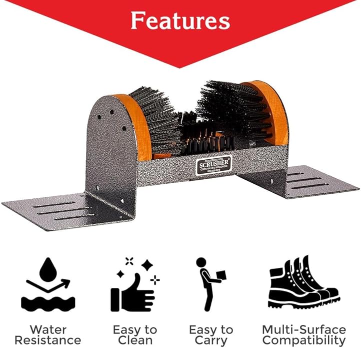Scrusher Big Boot Cleaner - Extra Wide Heavy Duty Boot Brush/Shoe Cleaner, Weather Resistant Steel Frame, Made in The USA