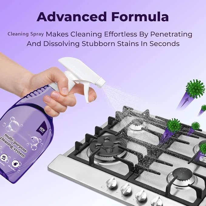 Clean Spray Cleaner for Ovens - Multipurpose Foam Cleaning System - The Solution for Every Stain, All-Purpose Cleaning Spray with Concentrated Cleaning Tablets (1Bottle+12PCS Tablets)