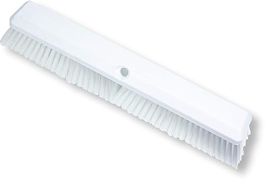 SPARTA 41890EC02 Omni Sweep Plastic Push Broom Head, Heavy Duty, Industrial Broom With Color Code System For Outdoor, Indoor, Garage, Concrete, Patio, Kitchen, Bathroom, 18 Inches, White