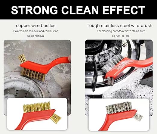 Rust Remover 3 Pack Small Wire Brush, Brass Wire Brushes for Cleaning, Rust Remover Tool for Metal (Brass, Steel, Nylon)