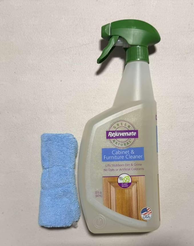 Rejuvenate Cabinet And Furniture Cleaner Removes Dirt, Grime And Grease Buildup To Clean And Shine Cabinets And Furniture, 32 Ounces -With Reusable Cleaning Microfiber (2pack)