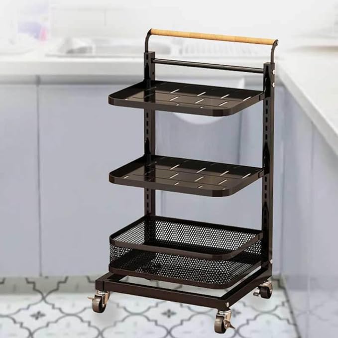 Kitchen Cupboard Storage nizer with Drawer and Shelf White Over Microwave Pan Holder Black 3 Boards 2 Baskets