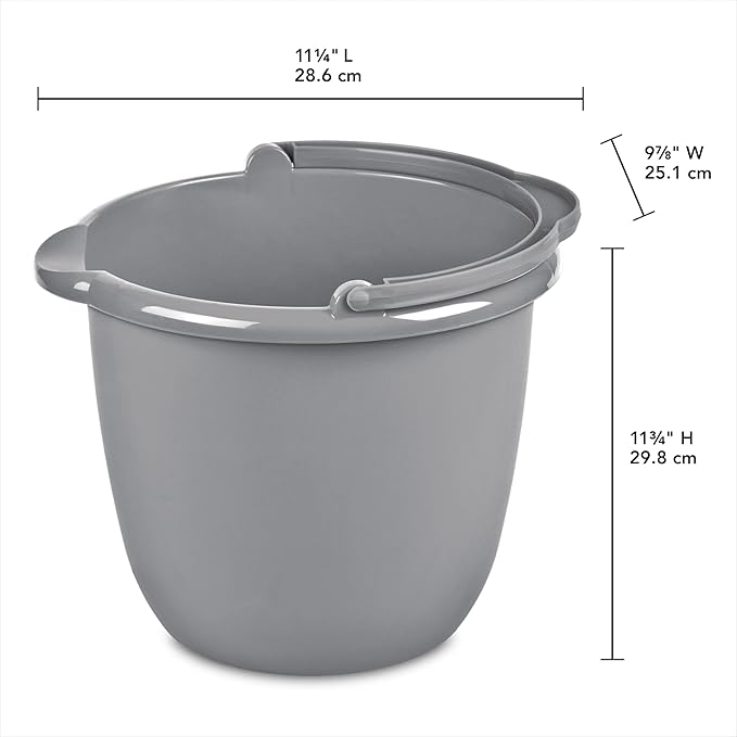 10 Qt. Spout Pail Classic Titanium,Gray Plastic Bucket with Pour Spout and Handle for Cleaning, Mopping, Gardening