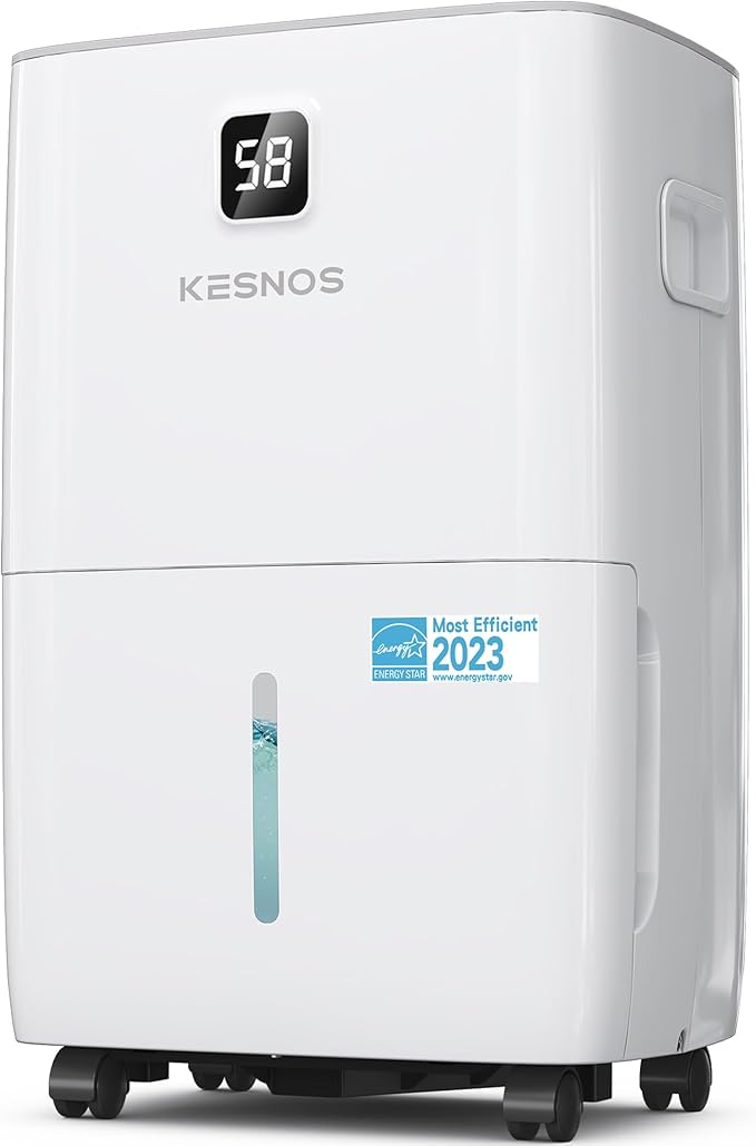 Kesnos 120 Pints Energy Star Dehumidifier for Home & Basement with Drain Hose, Front LED Display and 1.06 Gal Water Tank, Ideal for Spaces up to 6,500 Sq. Ft., Featuring Auto Defrost & Timer