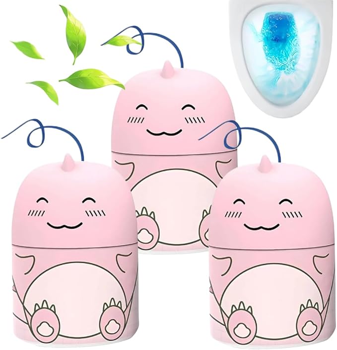 3Pcs Dinosaur Toilet Bowl Cleaner Bottle, Automatic Toilet Tank Cleaner for Long-Lasting Cleaning and Deodorizing, 2026 Upgraded Cute Dinosaur-Shaped Gel Freshness for Bathroom (3*Peach Flavor)