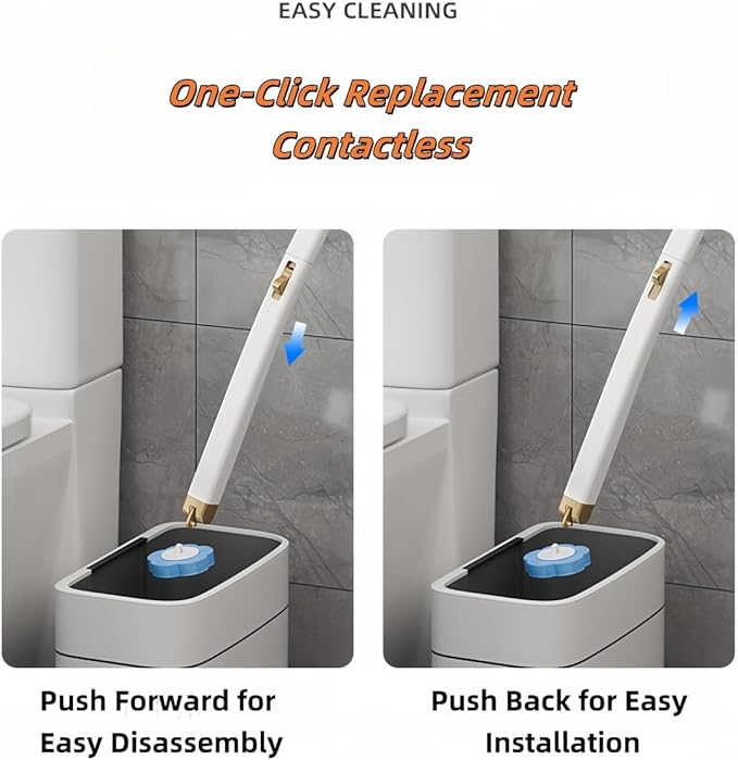 Disposable Toilet Brush and Holder,Cleaning Supplies,Deep Cleaning,Wall Mount Toilet Cleaning System,1 Toilet Wand + 18 Toilet Brush Refill (Lemon Yellow Package)