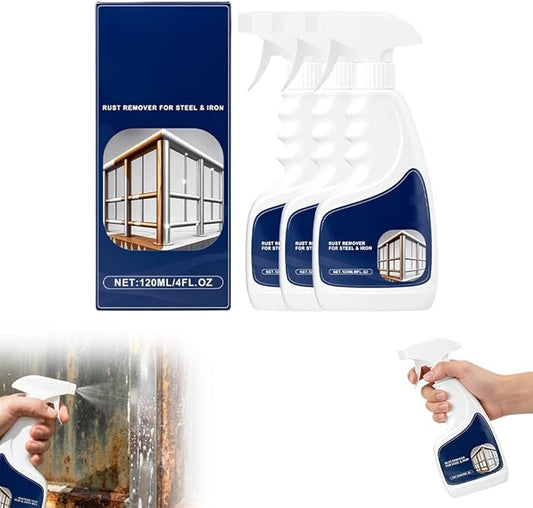 Rust Remover Spray for Metal, Powerful Rust Remover Heavy Duty Metal Cleaner, Multipurpose Rust Stain Remover for Metal, Stainless Steel, Automotive Parts, Fast Acting (3PCS)