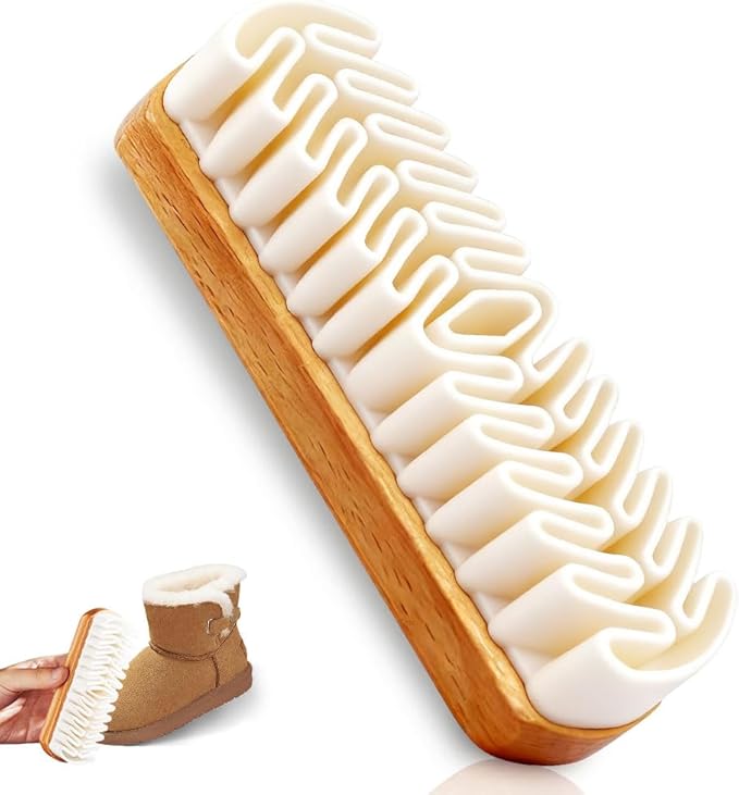 LANMOK Suede Shoe Brush and Eraser, 2-Pack, Soft Bristle Brush for Suede, Nubuck, and Leather Cleaning