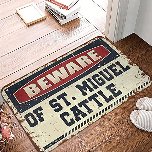 Welcome Door Mats for Outside Entry Beware of St Miguel Cattle Mat Floor Mats for House Porch Decor 20x32 inch