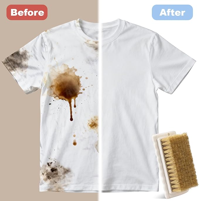 Soft Bristle Cleaning Brush, 2 Pack Natural Boar Bristle Laundry Brushes, Small Scrub Brush Effectively Removes Tough Stains from Carpet Shoes Clothes Upholstery Leather