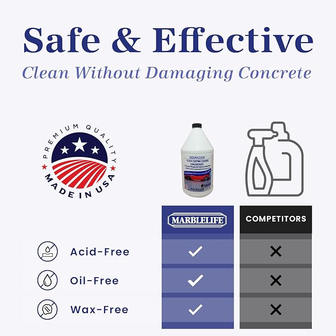 Marblelife EnduraCLEAN Garage and Indoor Concrete Floor Coating Cleaner, Effective Basement & Garage Floor Cleaner, Concrete Cleaner, Ready-To-Use Cement Cleaner & Degreaser, 128 oz Concentrate