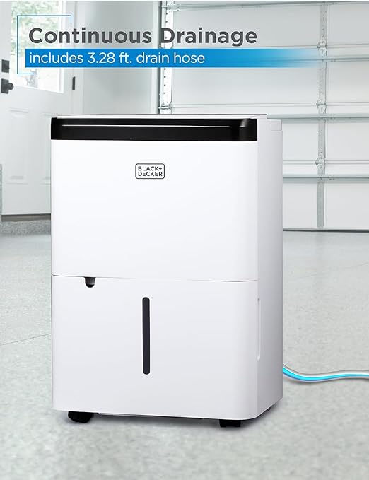 BLACK+DECKER 1000 Sq. Ft. Dehumidifier for Home, Bedroom and Basement, Up To 9 Pints Per Day, ENERGY STAR Certified, 3.3-Pint Bucket, LED Display, Auto Defrost & Restart, BDT08TW, White
