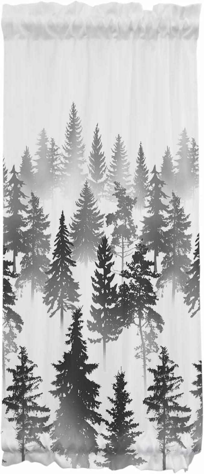 French Door Curtain Panel for Front Door, Forest Tree Silhouette Modern Style Slidelight Door Curtains with Tieback Light Filtering Privacy Panels for Doorway Entryway 25"x 40"