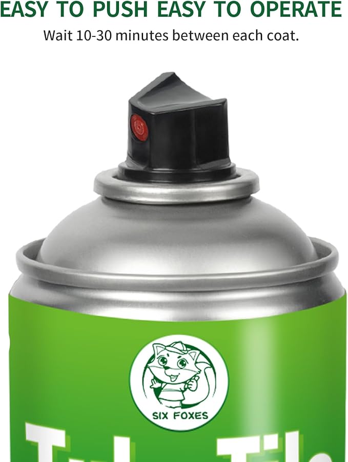 SIX FOXES Tub and Tile Spray Paint (White), 450ml × 1 Can, DIY Tub and Tile Spray Paint for Resurfacing Bathroom Sink Countertop