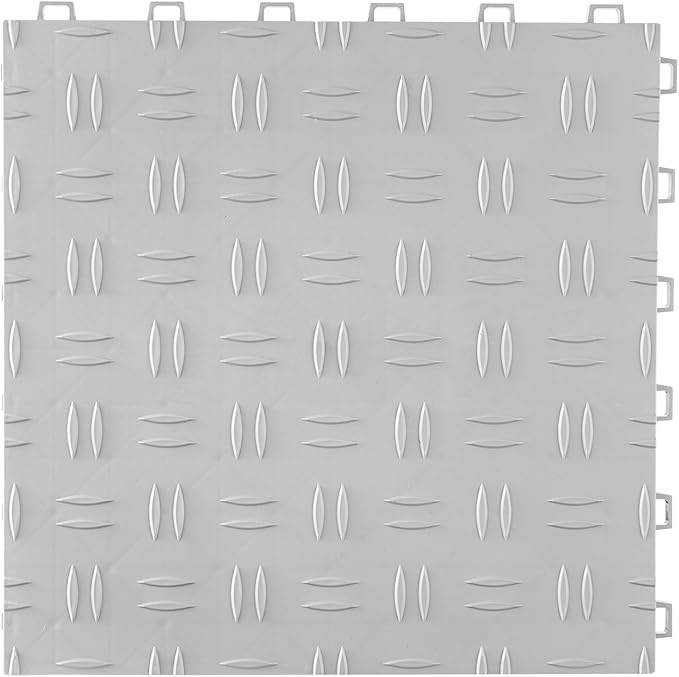 VEVOR Garage Floor Tiles 12 x 12 x 0.53 inch, Interlocking Design Ease of Installation Double-Sided Texture Non-Slip Sturdiness, for Garages, Basements, Repair Shops, Silver, 25 Pack