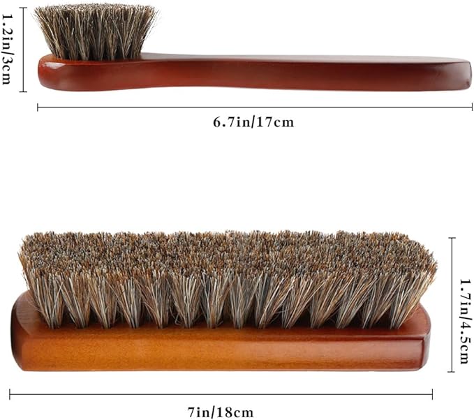 Shoe Brush, 2 Pcs Horsehair Shoe Brush Shoe Cleaning Brush Boot Brush for Leather, Shoe Brushes Shoe Shine Brush Brush Shoe Polish Brush for Cleaning and Care Leather Shoes Clean Dauber Applicators