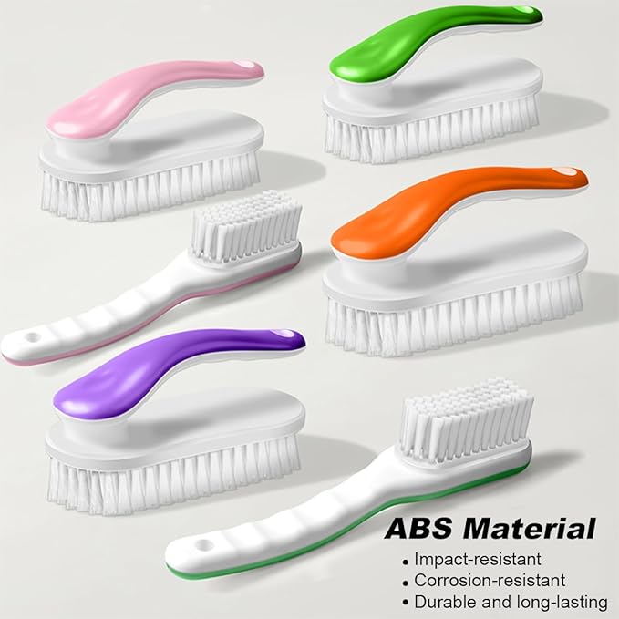 2Pack Shoe Cleaning Brush Household Laundry Clothes Scrubbing for Stains Bathroom Ergonomics Grip Easy Hold (2, Purple)