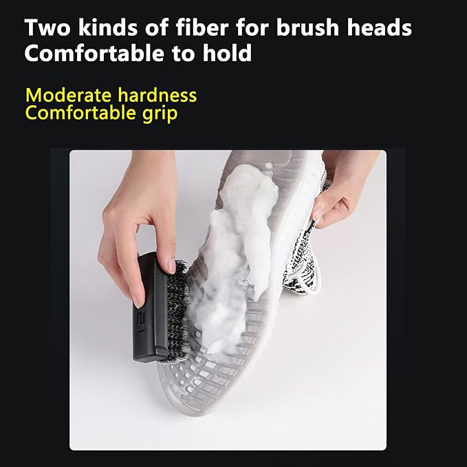 GUZI 2Pcs Professional Cleaning Shoe Brush Plastic Soft Brush Hard Brush Household Cleaning Set Shoe Care Leather Care Shoe Brushes for Cleaning