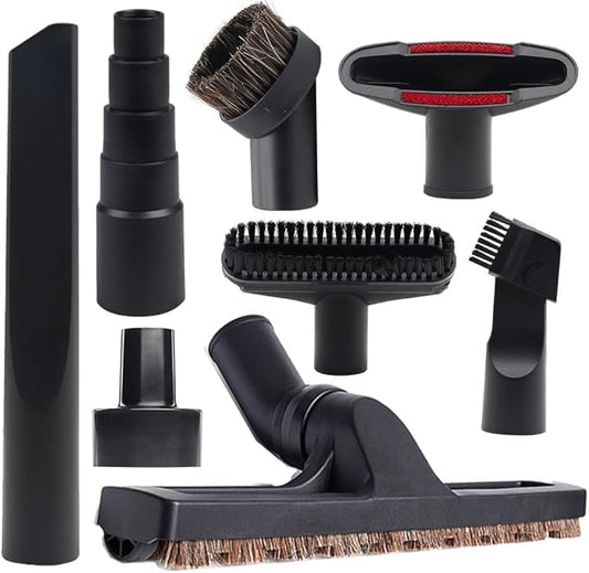 8 Pcs Vacuum Attachments for Shop Vac Accessories - 2 1/2" to 1 1/4" and 1 7/8" to 1" Universal Vacuum Hose Adapter, 1 1/4" Vacuum Floor Brush Attachment Crevice Tool Vacuum Cleaner Accessories