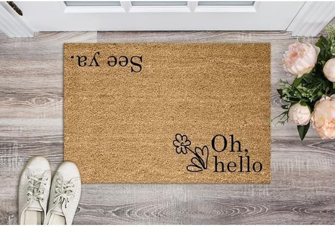 Funny Front Oh Hello See ya Welcome Mat Funny Entrance for Waterproof Home Garage Balcony Bathroom Areae Soft Low Profile Doormat 18x30 Inch