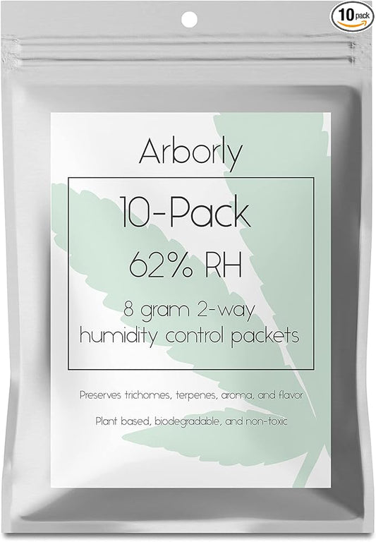 62-Percent Humidity Control Packs - 8 Gram - 10 Pack - All-Natural 2-Way Humidity Control Packets Keep Flower, Herbs Fresh
