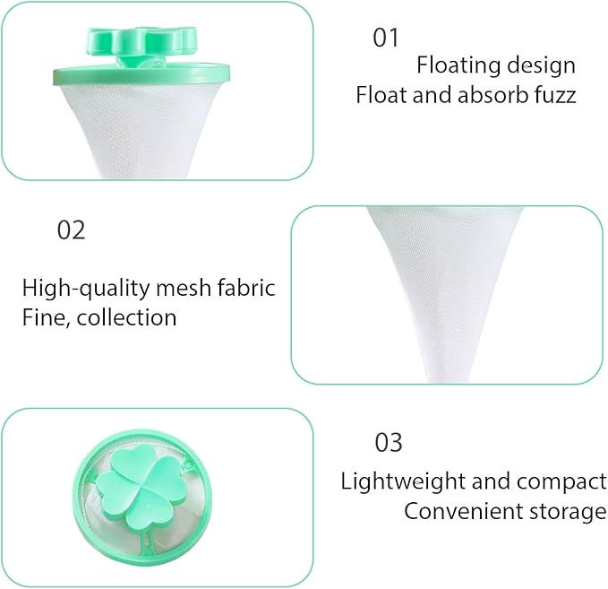 2026 New Pet Hair Remover for Laundry,Lint Catcher for Washing Machine,Washing Machine Lint Catcher, Floating Hair Filter. (Four Leaf Clover Mixed Color)