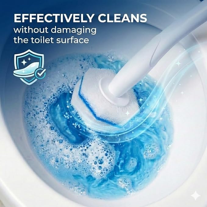 50 PCS Toilet Brush Heads Wand Refills Compatible with Most Wand Starter Kit, Disposable Scrubber Brush Refills for Disposable Toilet Bowl Cleaning System