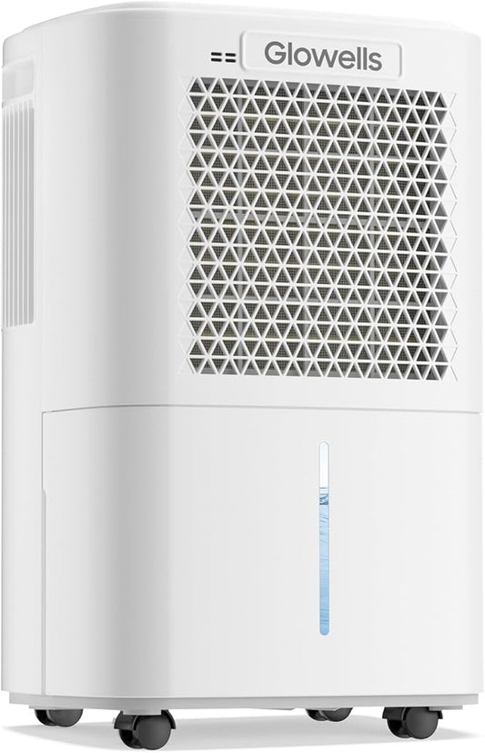 Glowells 2500 Sq.Ft 34 Pints Dehumidifiers for Basement with Drain Hose, Home Dehumidifier with Smart Humidity Control,0.52 Gal Tank, Quiet Dehumidifier, 3 Modes for RV, Bathroom, Bedroom Whole House