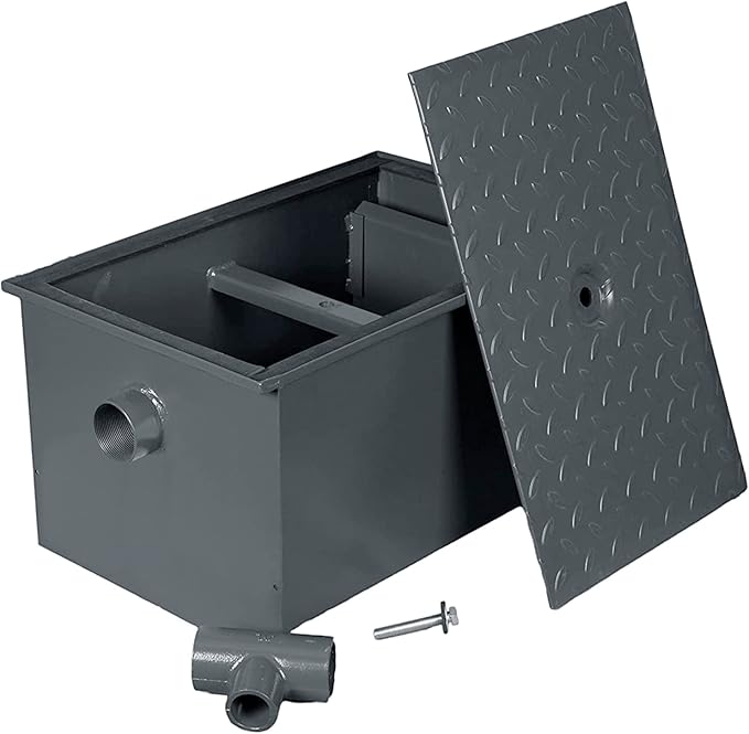 30 LB Carbon Steel Grease Trap Interceptor for Restaurant Under Sink Kitchen