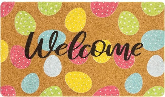 Cute Easter Eggs Door Mat Outdoor Entrance Non Slip Backing Colorful Welcome Doormat Outdoor Indoor uses Home Décor 16x24 inch Happy Easter