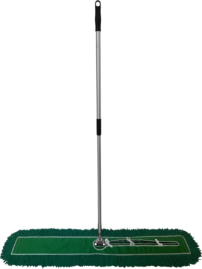 Ultimate Dust Mop Kit: Industrial-Grade Performance, Heavy-Duty Frame, Telescopic Handle - Green 48 Inch